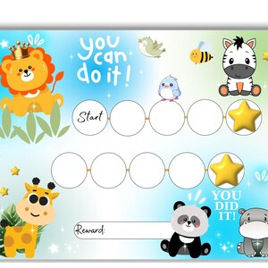 Baby-Tiere-Belohnungstabelle - druckbare Aufklebertabelle für Kinder | Töpfchen-Training, Lesen & Klassenzimmer Routine Tracker - Niedliche Kleinkind Aufgaben Tabelle