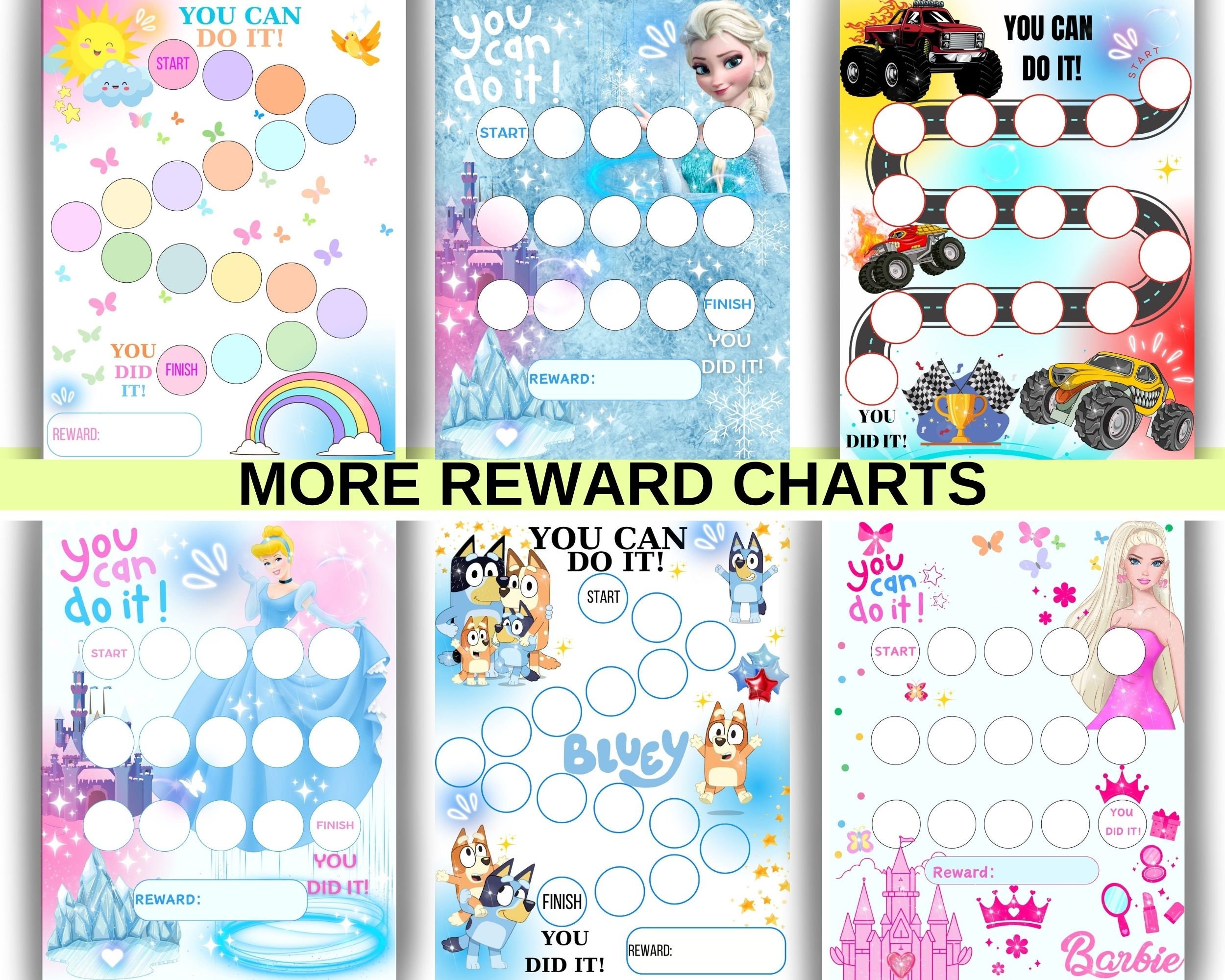 Princess Reward Chart - Girls Princess Reward Chart - Potty Training ...
