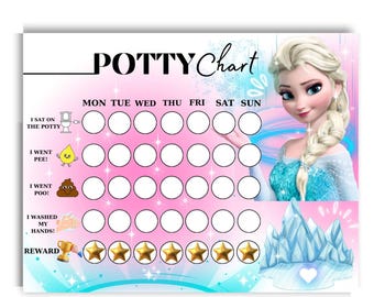 Elsa Princess Potty Training Chart: Toddler Reward, Frozen, A4 -US Letter (Digital Download)