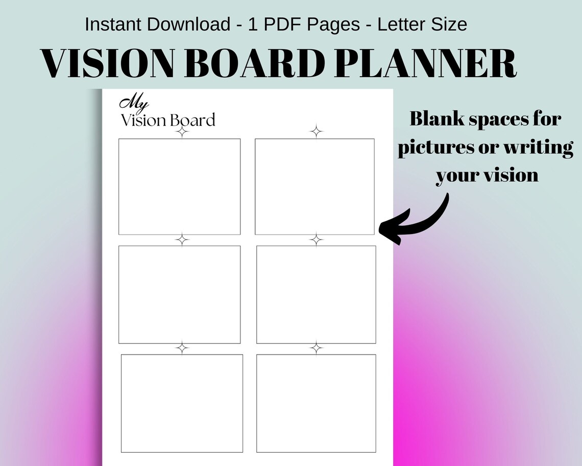 Vision Board Printable Focus Board Printable Vision Board PDF Simple ...