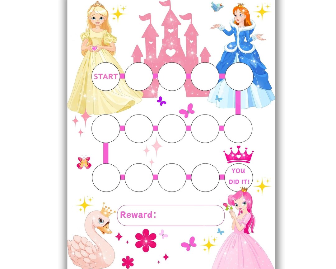 Girls Princess Reward Chart for Girls - Potty Training - Chore Chart - Behavior Chart - Sticker Chart - Sleeping Chart - Letter&a4 Size - Etsy girls-princess-reward-chart-for-girls-potty-training-chore-chart-behavior-chart-sticker-chart-sleeping-chart-letter-a4-size-etsy