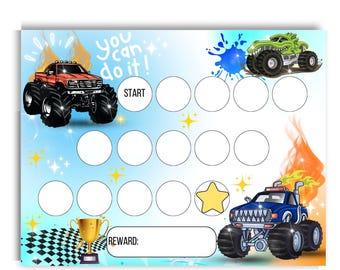 Monster Truck Reward Chart: Kids Behavior & Potty Training (Digital Download)