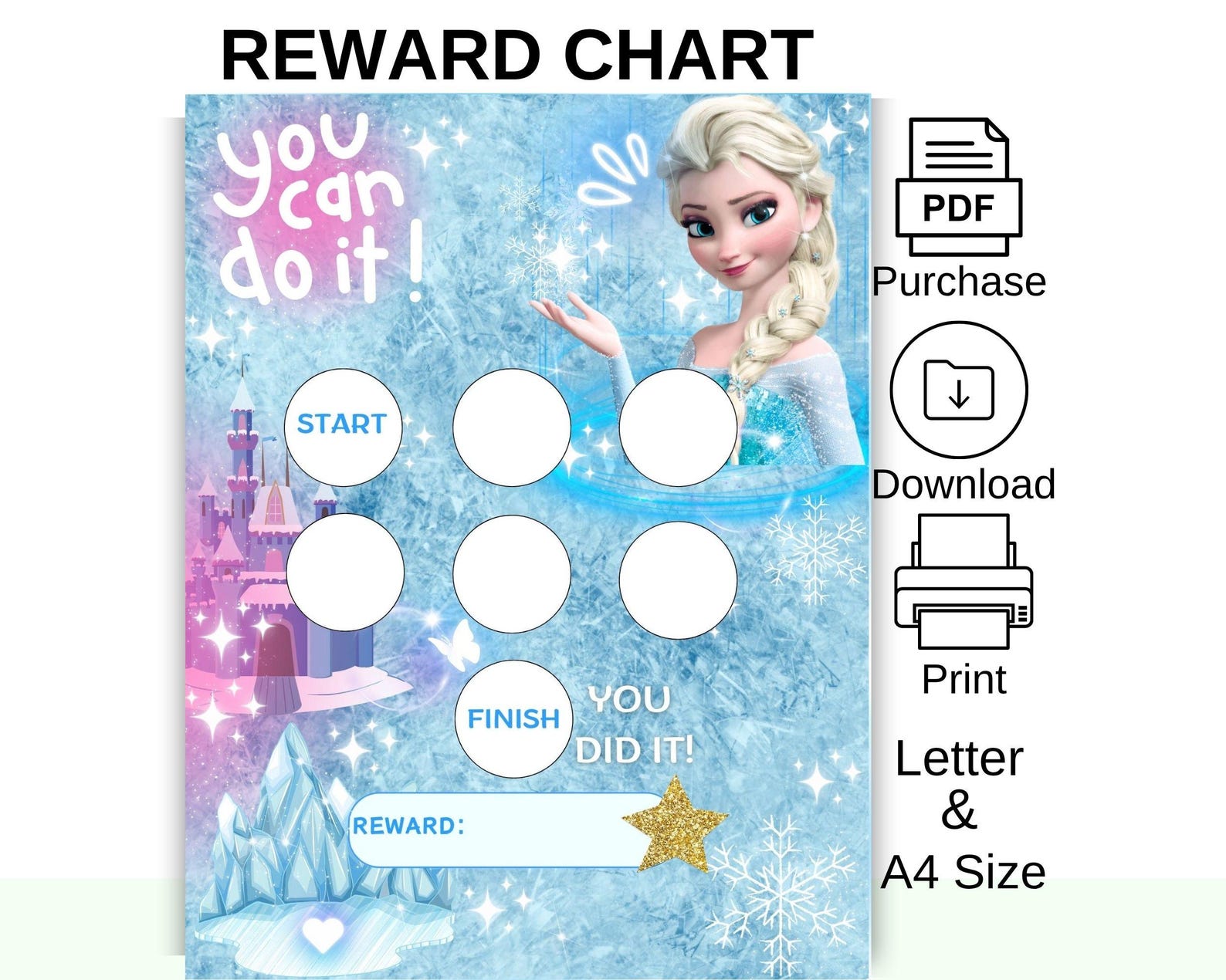 Elsa Frozen Reward Chart – 7-day Printable Chore, Potty Training ...