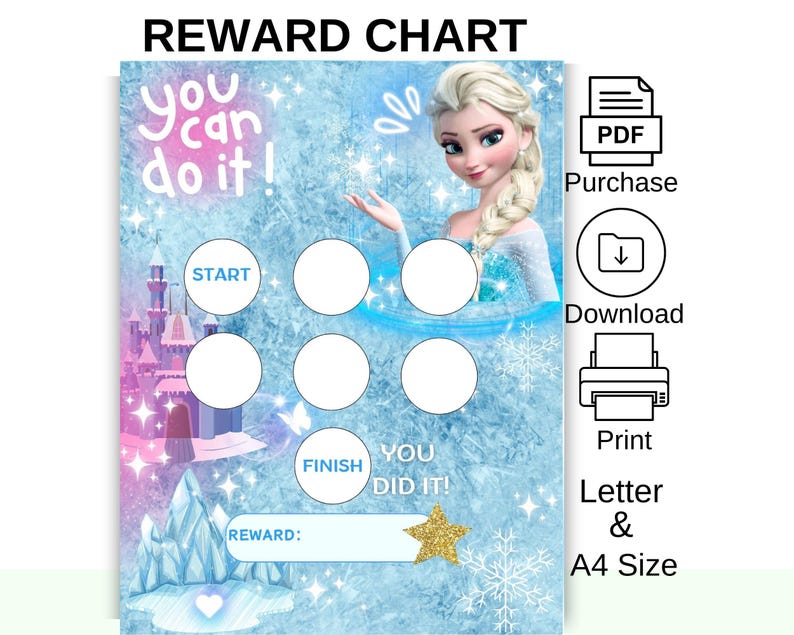 Elsa Chart Graph Elsa Frozen Reward Chart – 7-day Printable Chore, Potty Training ...