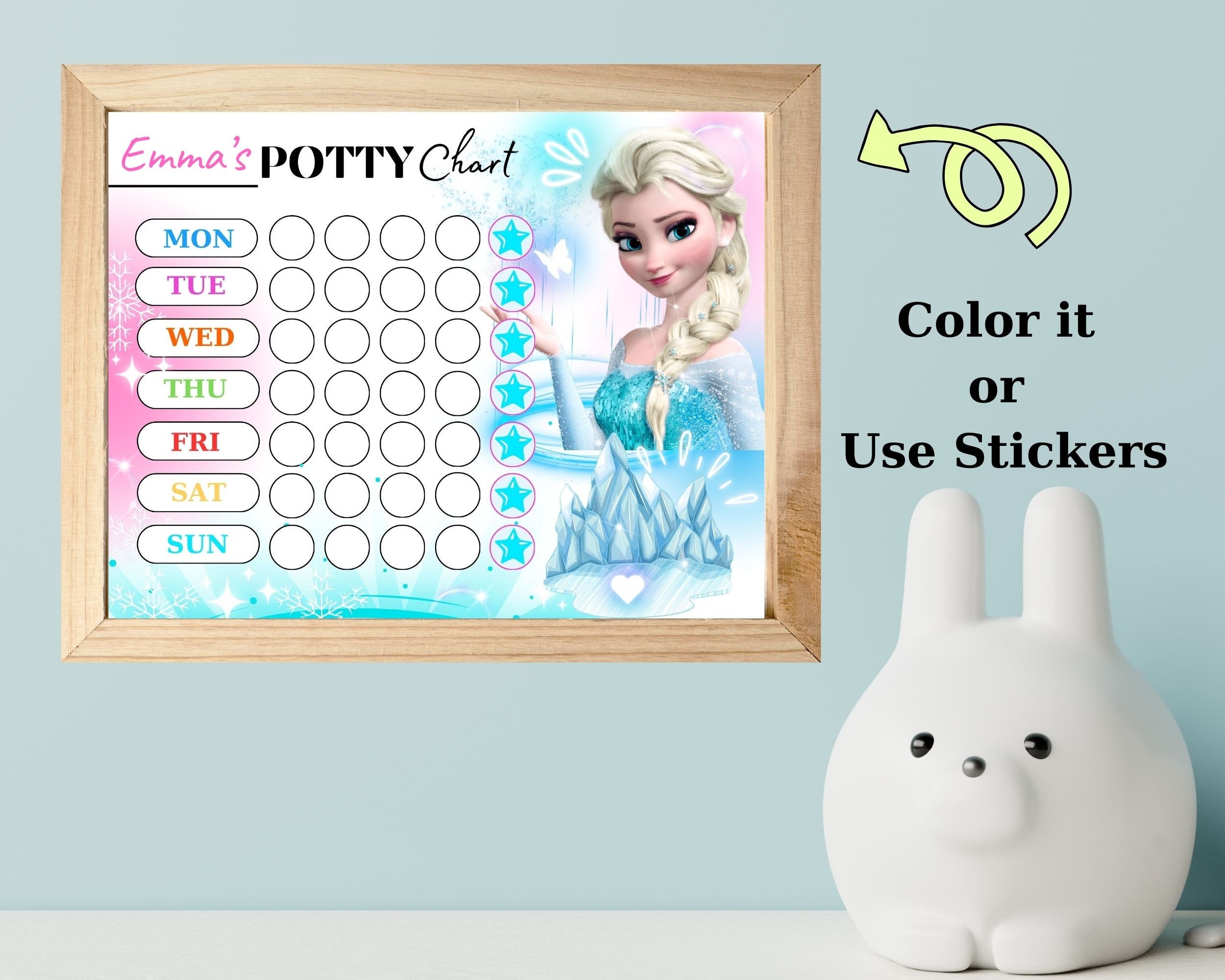 Elsa Reward Chart for Kids – Frozen Potty Training & Toilet Tracker ...