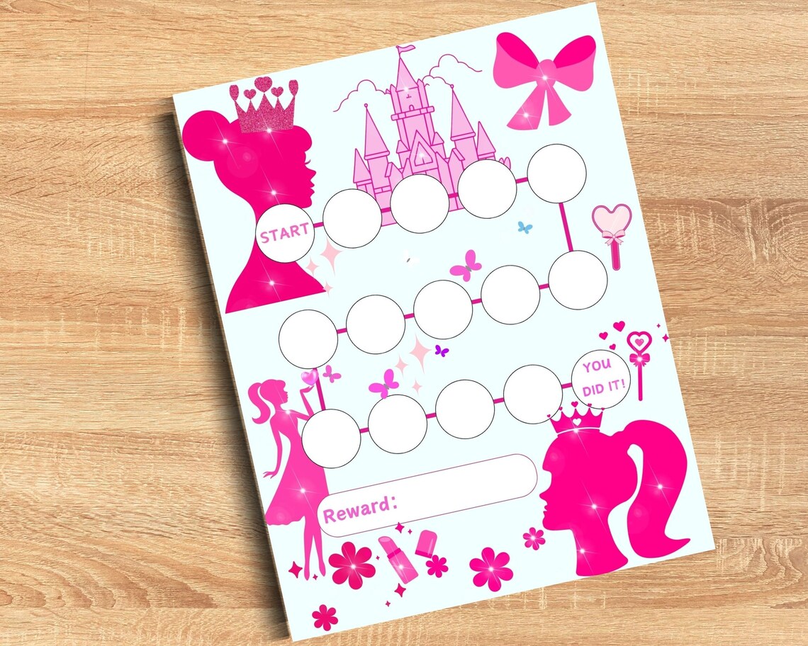 Barbie Reward Chart Girls Princess Reward Chart Potty Training Chart ...