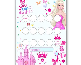 Princess Reward Chart – Printable Chore Chart for Girls | Potty Training, Reading Tracker, Bedtime Routine, Cute Pink Sticker Chart