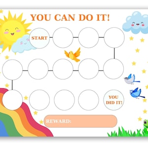 Rainbow Reward Chart for Kids – Printable Routine Tracker – Behavior, Sticker, Sleep, Reading, Chores Chart – Potty Training Chart