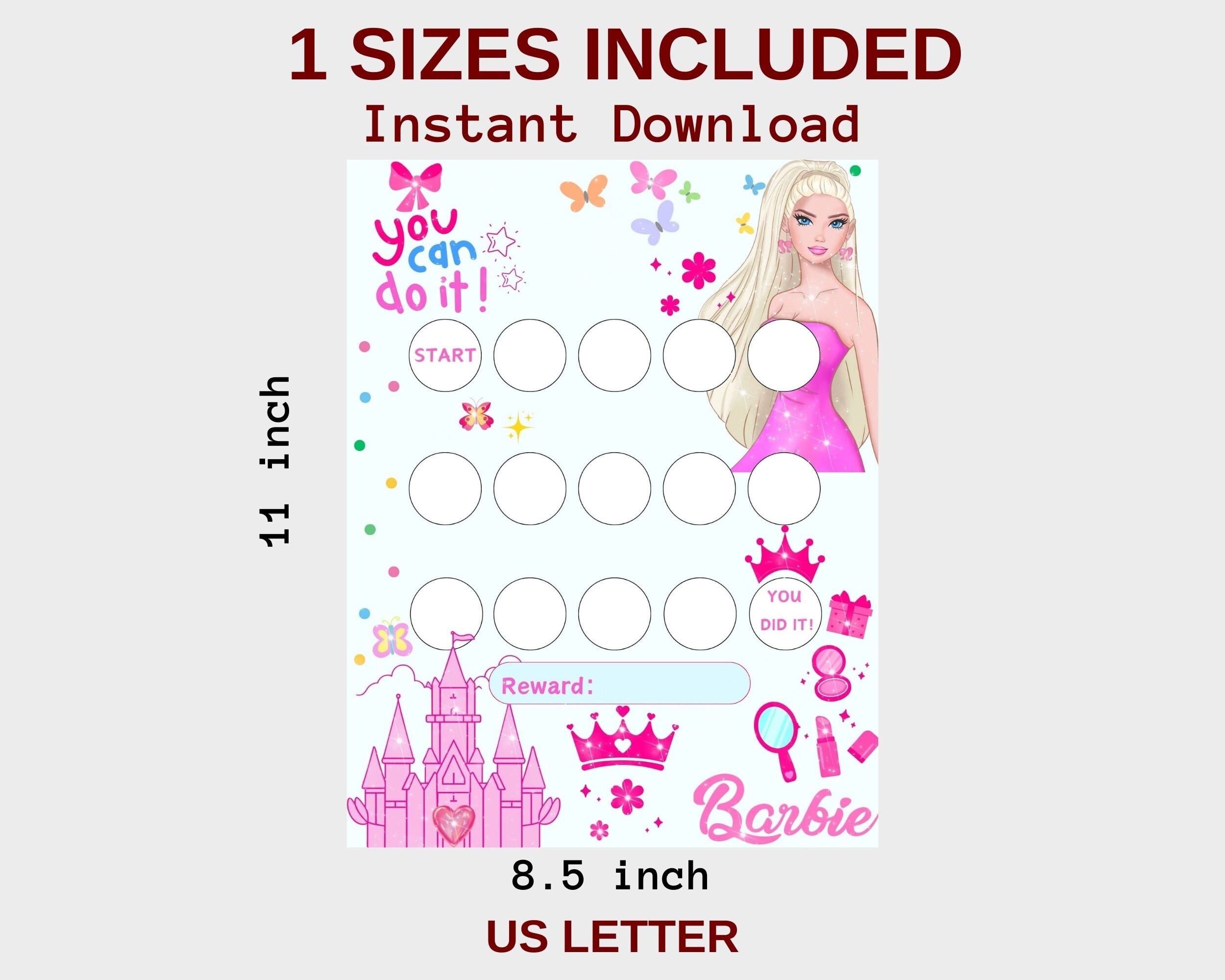 Barbie Reward Chart Girls Princess Reward Chart Potty Training Chart
