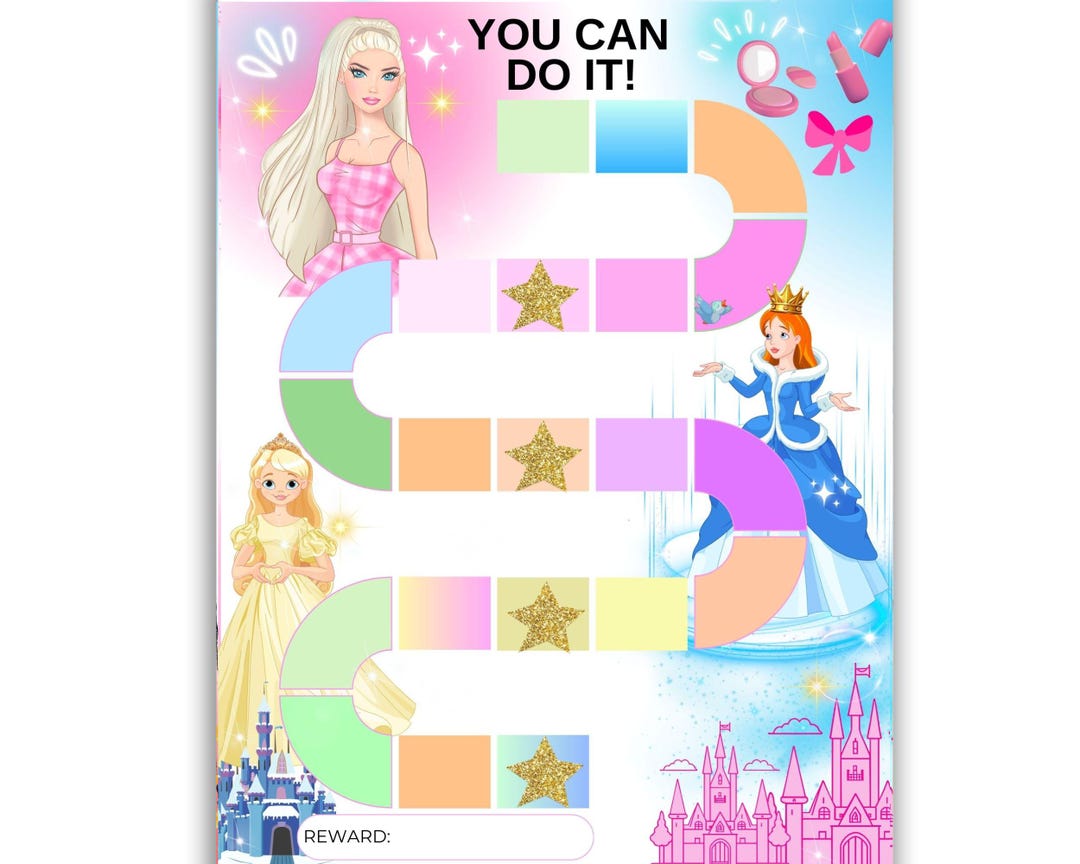 Girls Princess Reward Chart Potty Training Chart Chore Chart Girls ...