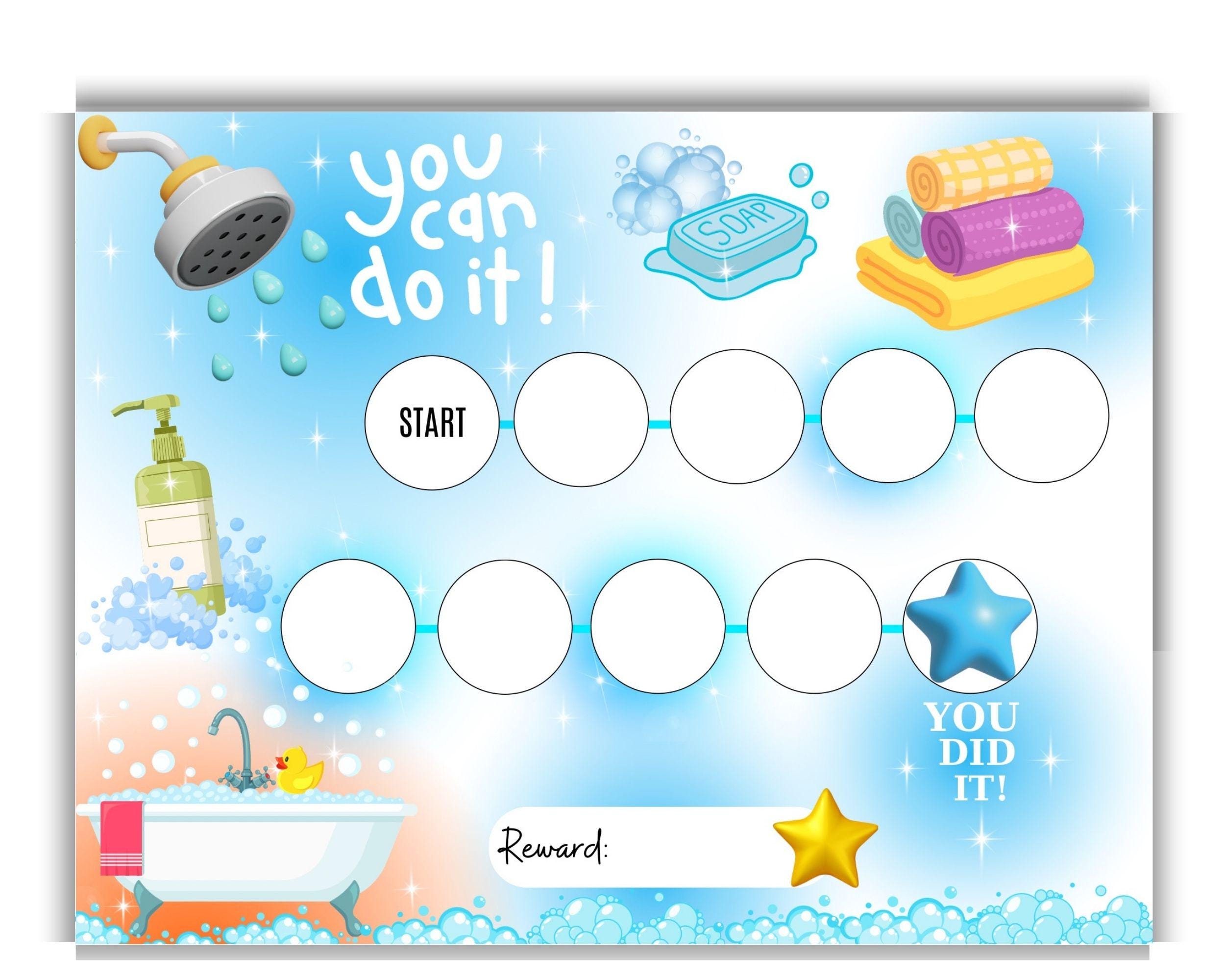 Shower Routine Reward Chart - Hygiene Chart for Kids - Reward Chart ...