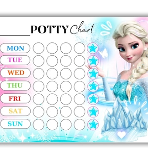 Gefrorene Töpfchen - Elsa Kindertöpfchen - Toiletten Trinktafel - Toiletten Trinktafel - Belohnungstafel für Mädchen - Letter & A4