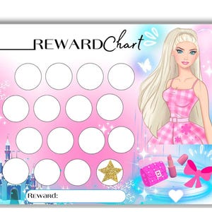 Princess Reward Chart for Girls - Chore Chart - Potty Training - Positive Behavior - Bedtime Routine - Printable Sticker - Reading Chart