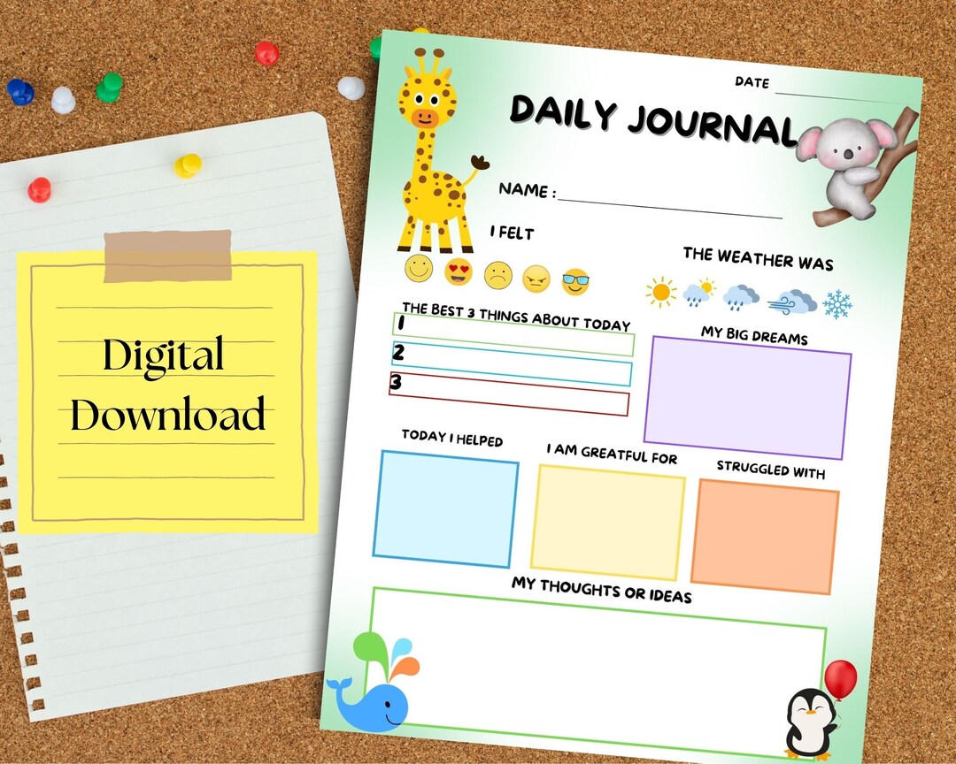 Kids Daily Journal Printable Journal for Kids Diary for Children Kids ...
