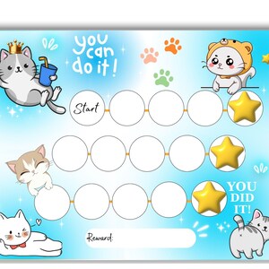 Funny & Cute Cat-themed Reward Chart for Kids – Printable Behavior ...