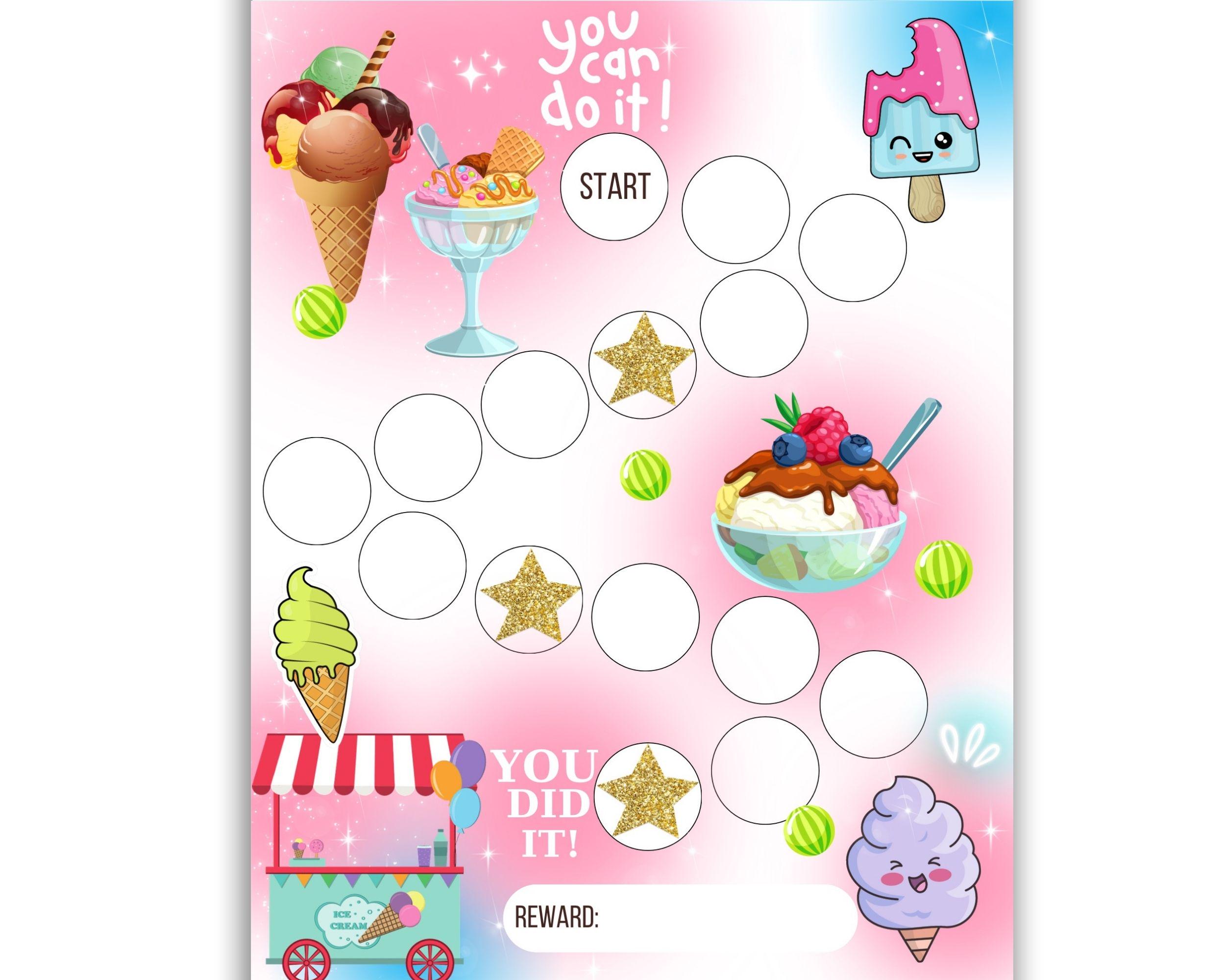 Ice Cream Reward Chart for Kids – Printable Behavior & Chore Tracker ...