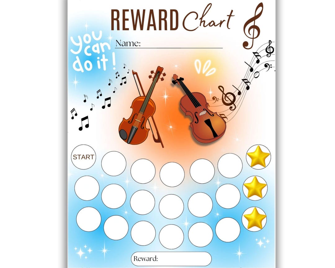 Printable Violin Reward Chart - Music Practice Chart - Music Reward ...