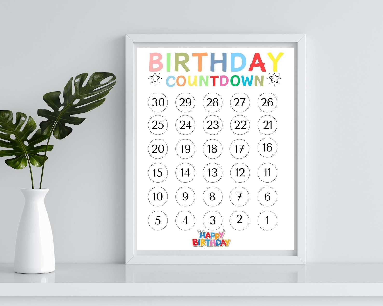 Printable Birthday Countdown - Birthday Countdown Printable - 30 Day ...