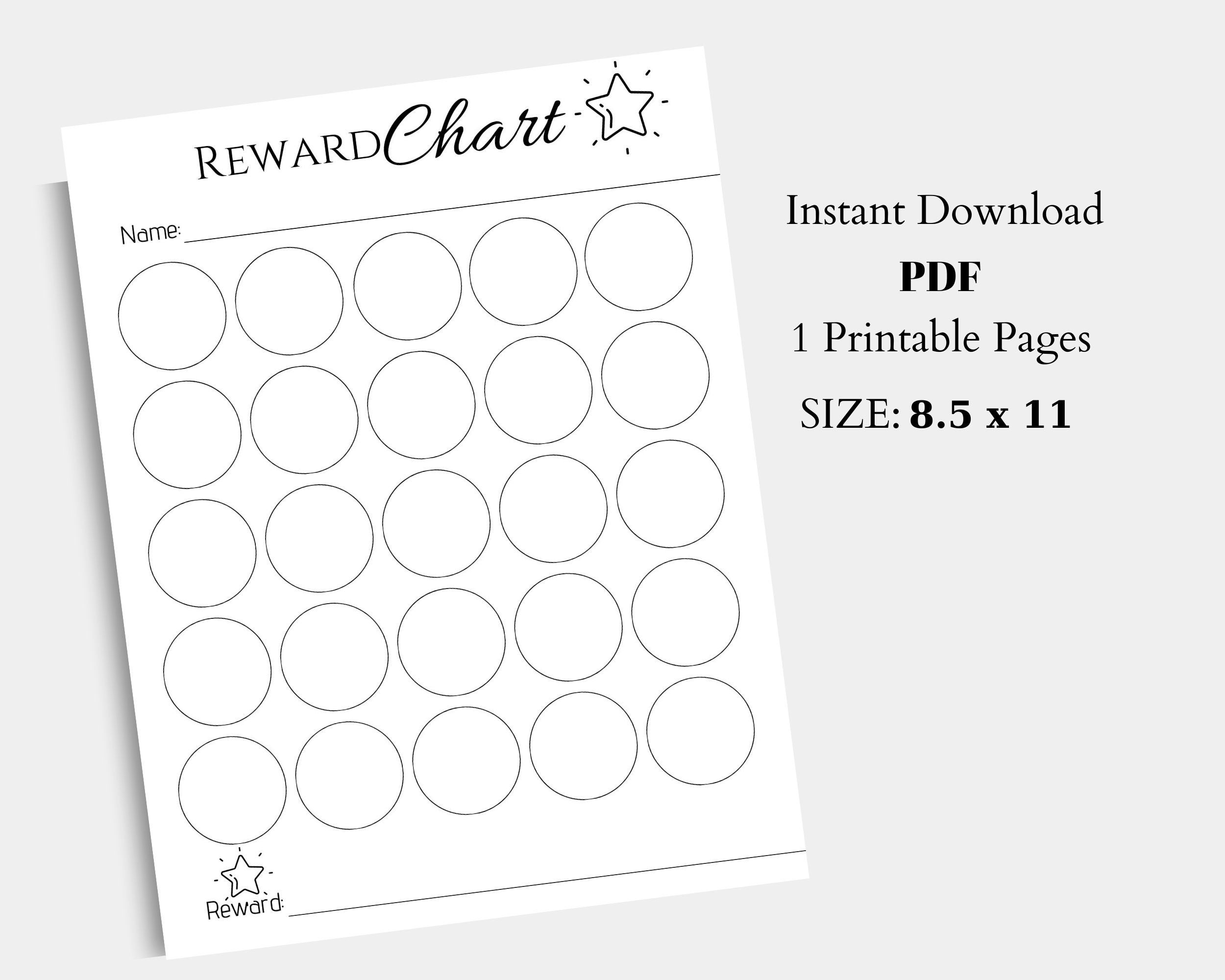 Printable Reward Chart Kids Reward Chart Potty Training Chart Behavior ...