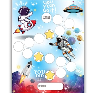 宇宙のご褒美チャート – 印刷可能な子供向け家事チャート | 銀河をテーマにしたルーティントラッカー、宇宙飛行士の行動チャート – 読書 - ホームスクールチャート