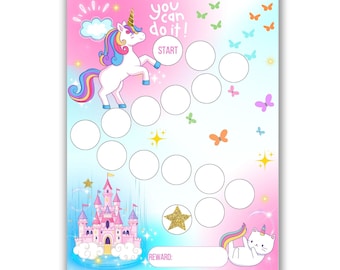 Unicorn Reward Chart – Girls Chore & Behavior Chart | Sticker Chart, Reading Tracker, Potty Training, Sleep Routine , Homework Reward Chart