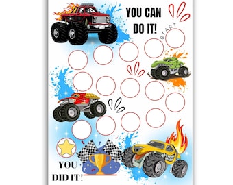 Monster Truck Reward Chart: Potty Training - Behavior Tracker for Boys (A4/US Letter Sizes
