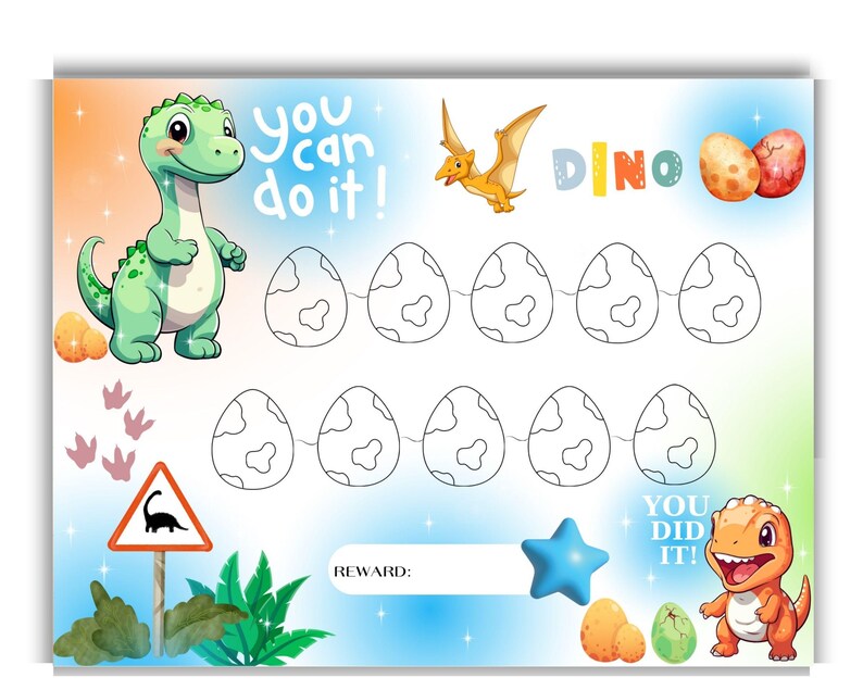 Tabla De Recompensas Para Ir Al Baño – 2 Diseños (Dinosaurios Y Océano) Con 240 Pegatinas Cada Uno