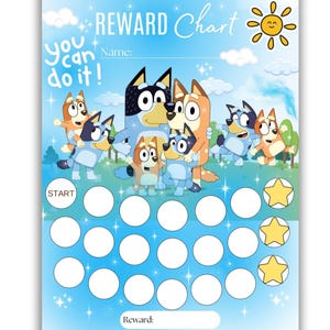 Bluey Belohnungstabelle - Töpfchentabelle - Positive Verstärkung - Bluey Familie Sticker Tabelle - Schlaftabelle - Digitaler Download - Letter&A4