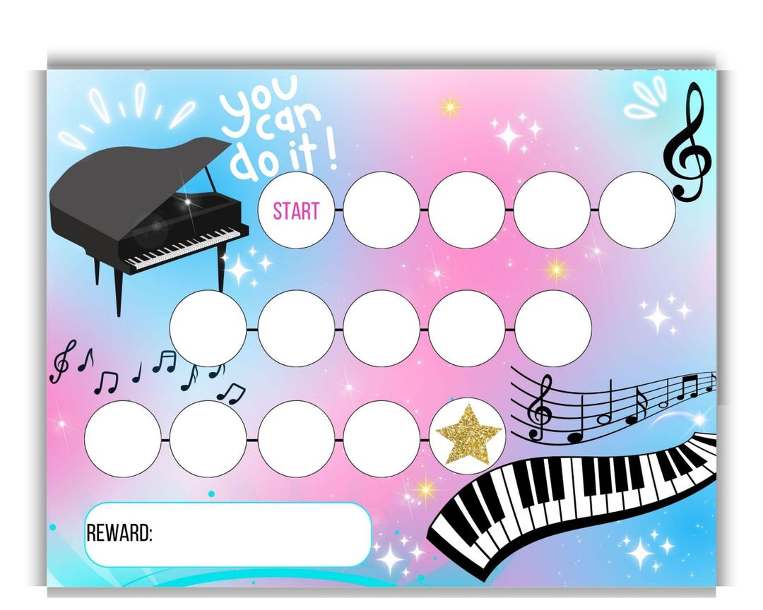 Piano Practice Reward Chart: Music Habit Tracker for Kids (PDF ...
