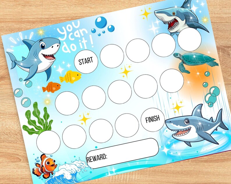 Shark Reward Chart for Kids – Printable Behavior & Potty Training ...