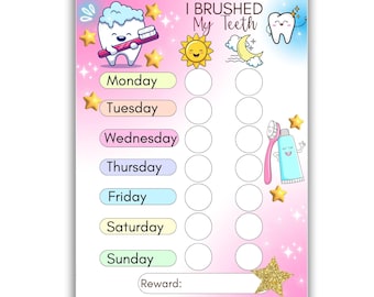 Teeth Brushing Reward Chart: Kids Dental Hygiene Sticker Chart (Printable PDF)