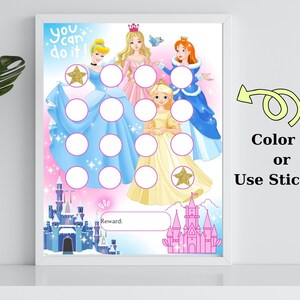 Girls Princess Reward Chart - Potty Training Chart - Chore Chart ...