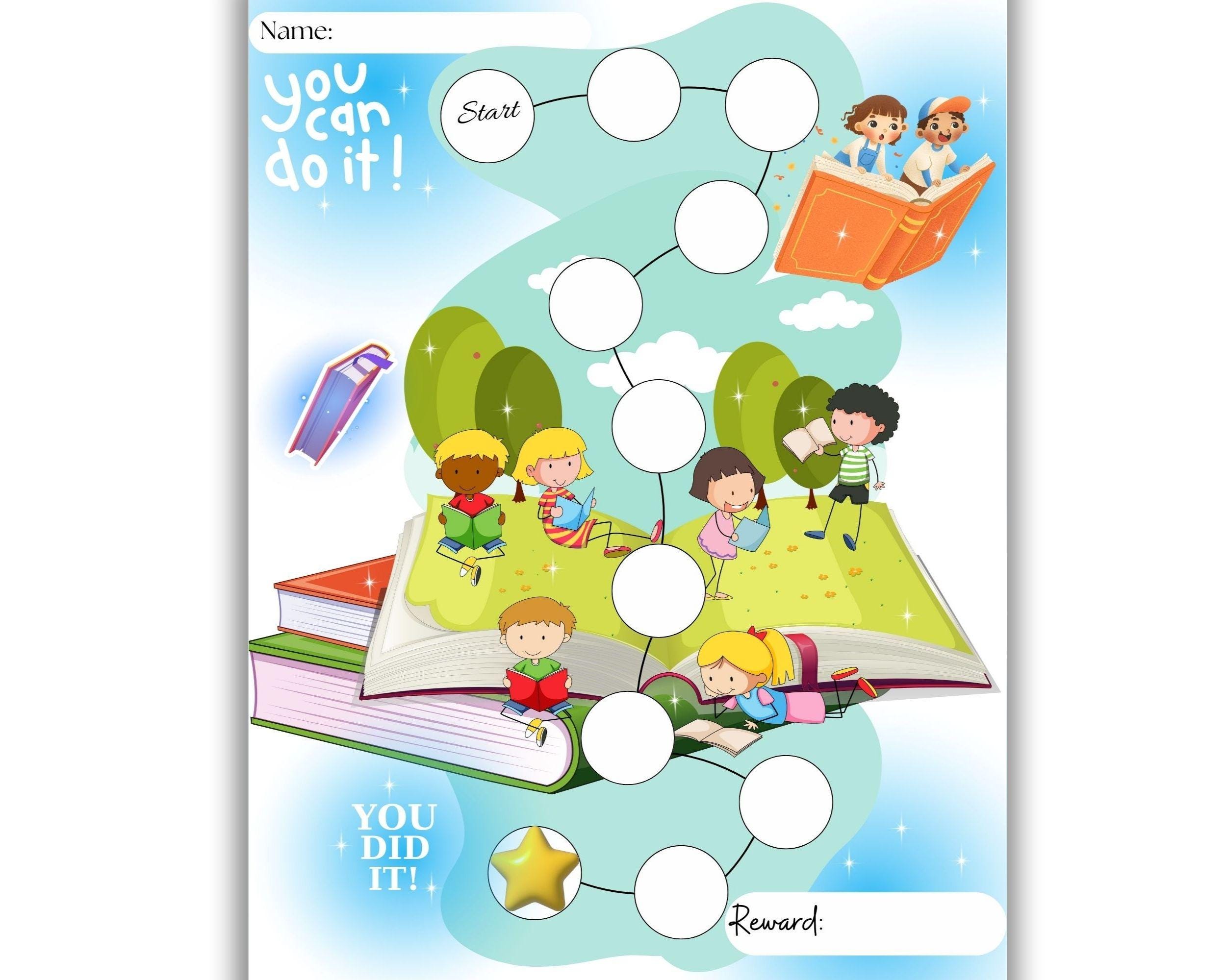 Kids Reading Reward Chart: Printable Tracker - Book Sticker Chart ...