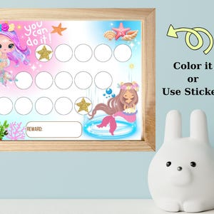 Mermaid Reward Chart for Girls: Printable Behavior - Potty Training Tracker (PDF Download)