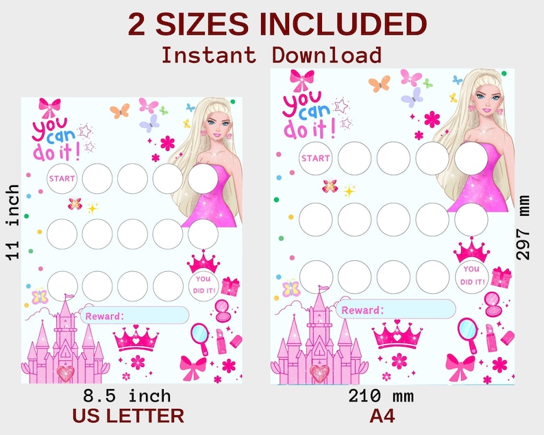 Princess Reward Chart for Kids – Printable Potty Training, Chore ...