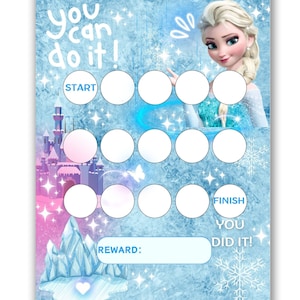 Quadro de recompensas Frozen - Quadro de recompensas Elsa - Quadro de recompensas para princesas - Treinamento para usar o penico - Quadro de tarefas - Quadro de adesivos - Quadro de sono - Carta e A4