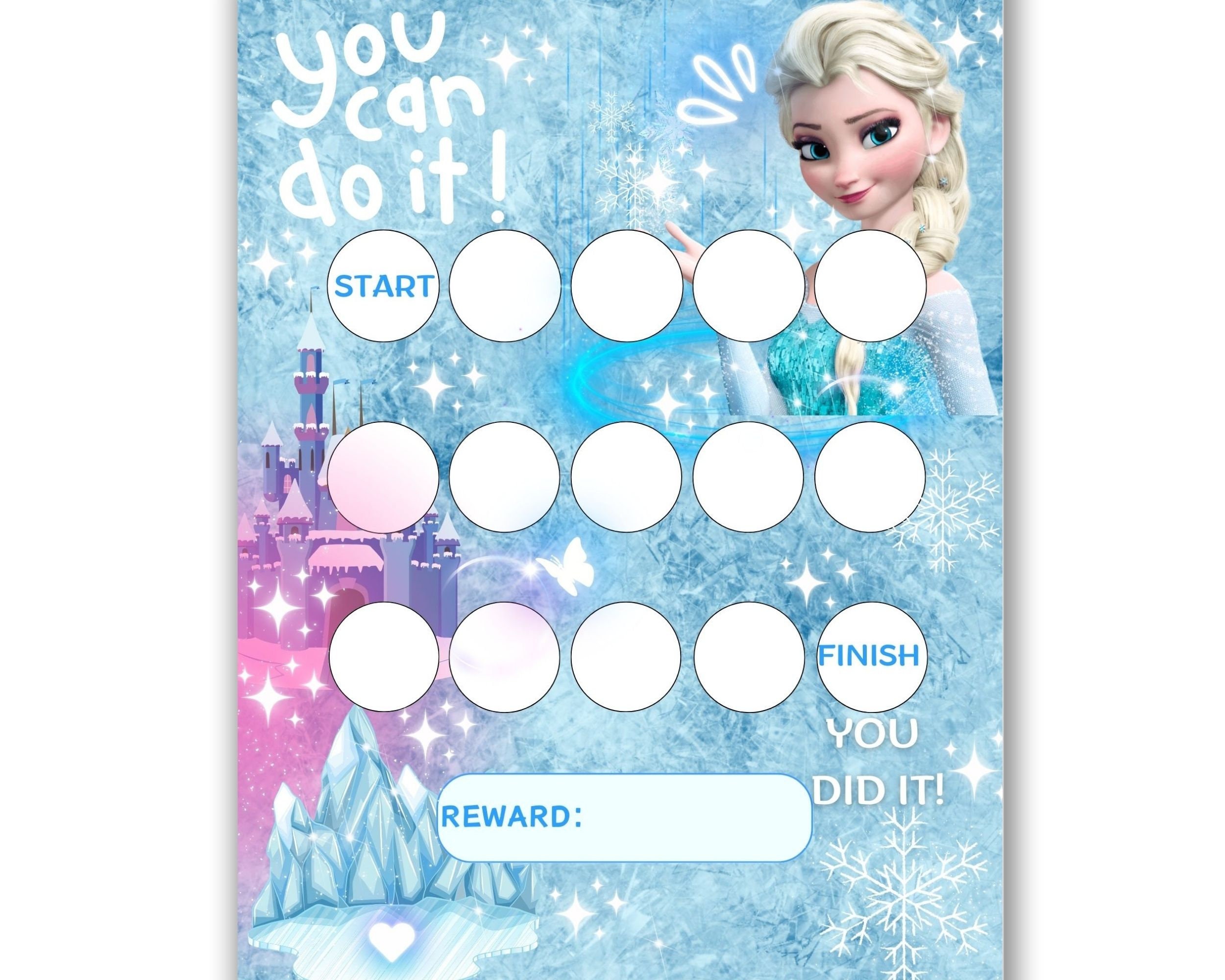 Frozen Reward Chart - Elsa Reward Chart -Girls Princess Reward Chart - Potty Training - Chore Chart - Sticker Chart - Sleep Chart- Letter&A4
