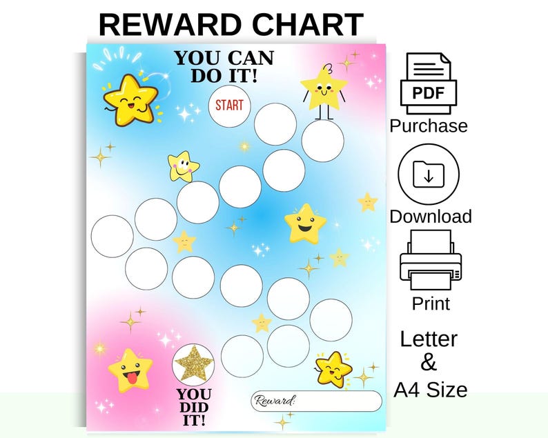 Star Reward Chart for Kids: Printable Chore & Potty Tracker (PDF) - Etsy