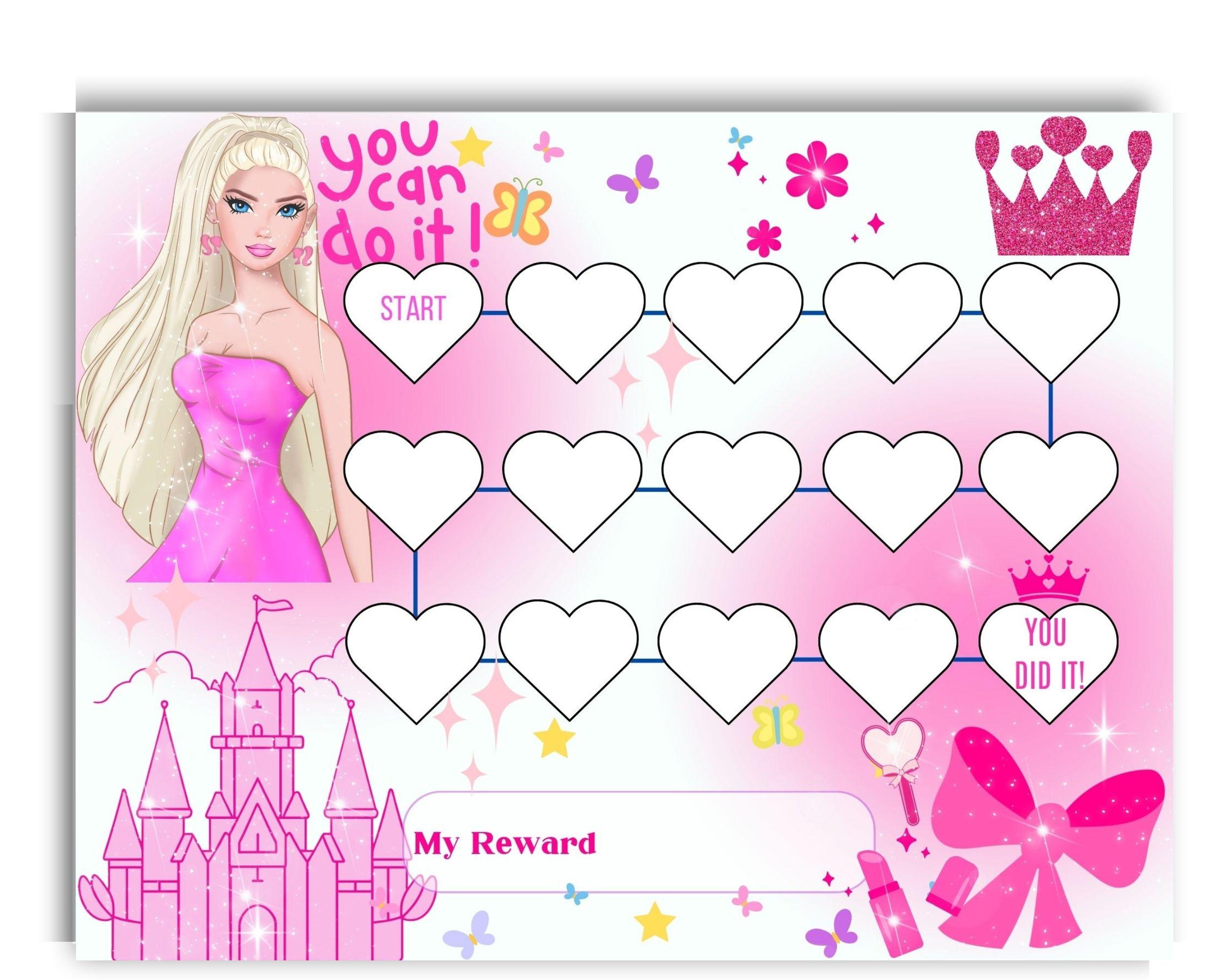 Girls Princess Reward Chart - Potty Training Chart - Chore Chart - Girls Behavior Chart - Sticker Chart - Sleeping Chart - Letter&A4 Size