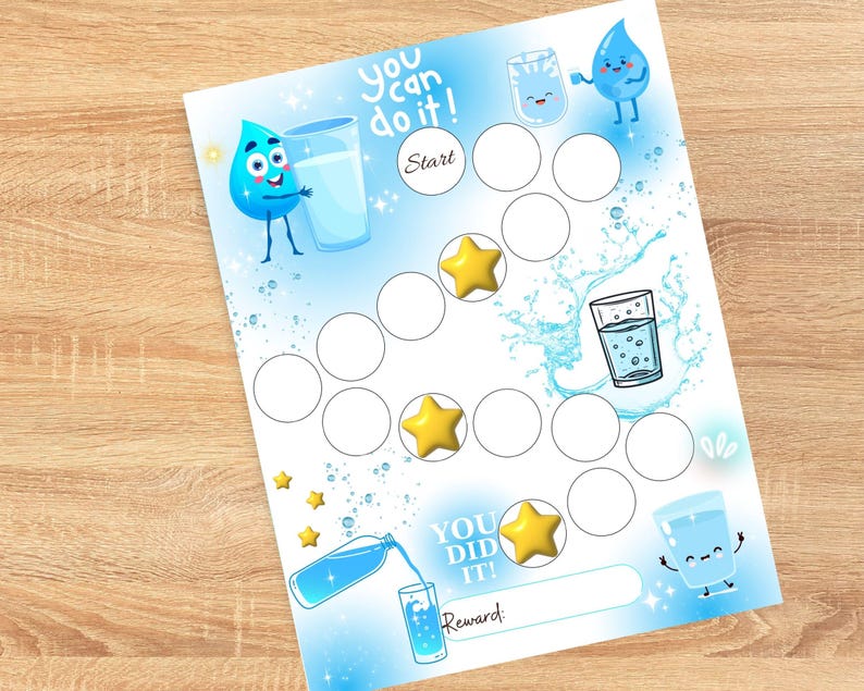 Kids Water Tracker: Printable Hydration Reward Chart (A4 & Letter PDF ...