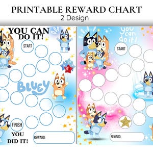 Bluey beloningskaartbundel - beloningskaart kinderen - zindelijkheidstraining - karweikaart - Bluey Family stickerkaart - slaapkaart - US Letter & A4