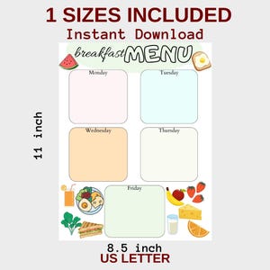 School Breakfast Menu Planner Kids Weekly Menu Planner Kids Meal