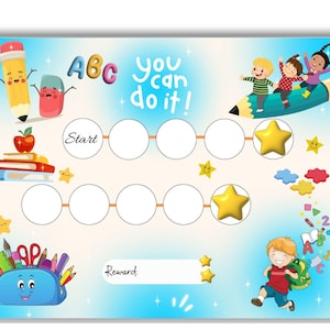 Printable Homework Reward Chart – Study Motivation & Reading Tracker | Kids Goal Setting, Homeschool Study Planner, Classroom Sticker Chart