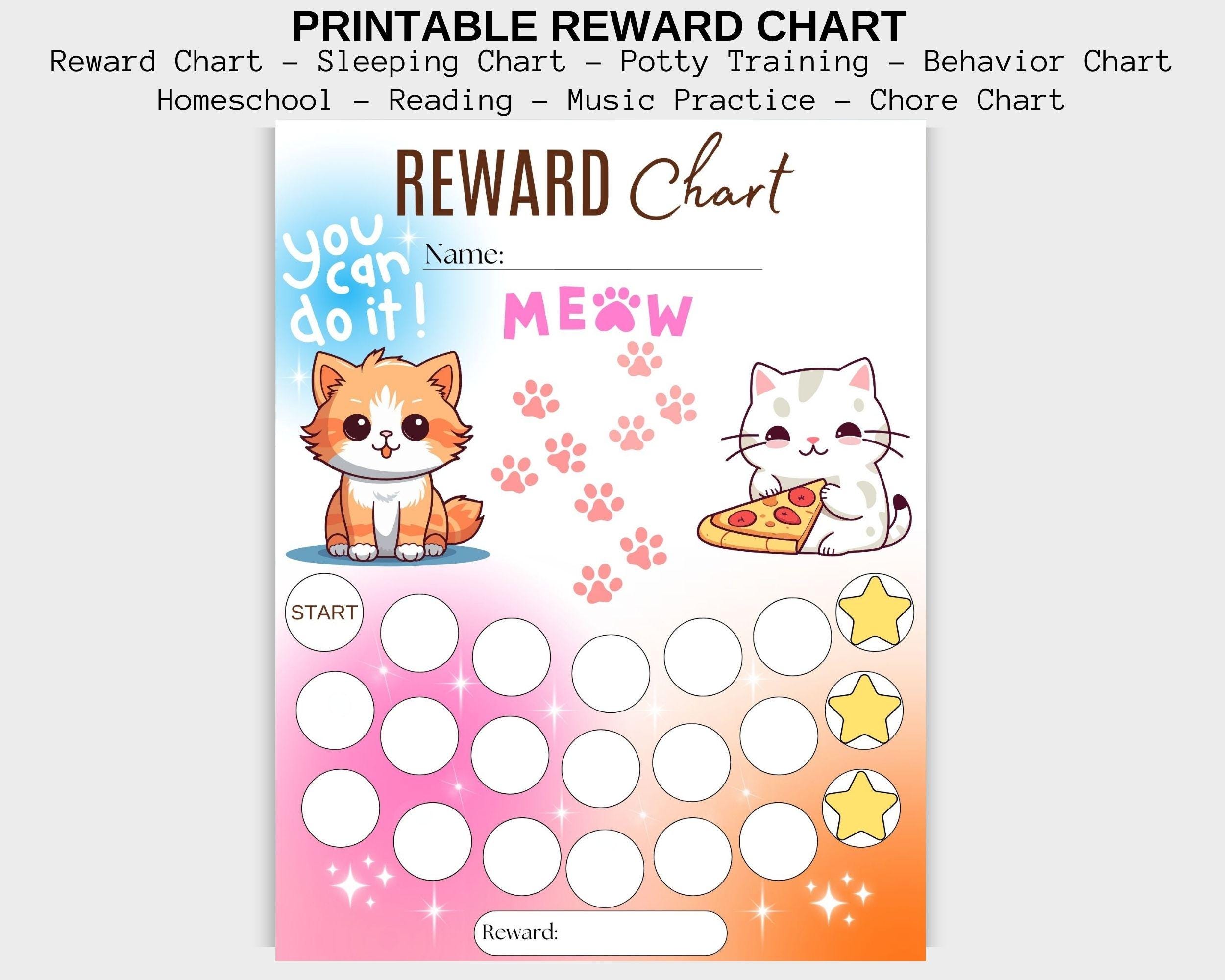 Cat Reward Chart for Kids – Printable Behavior & Potty Training Tracker ...