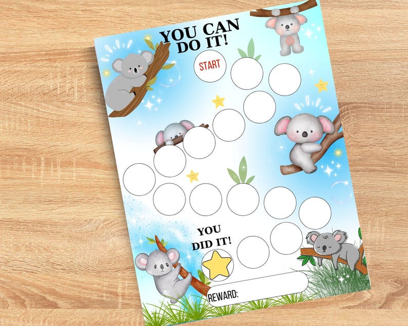 Koala Reward Chart for Kids: Printable Behavior & Potty Training ...
