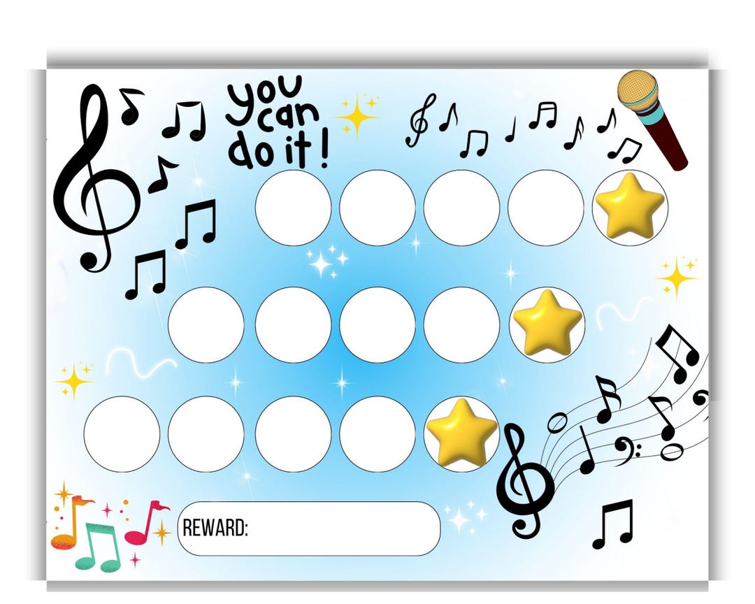 Music Reward Chart for Kids – Printable Practice Tracker – Piano ...