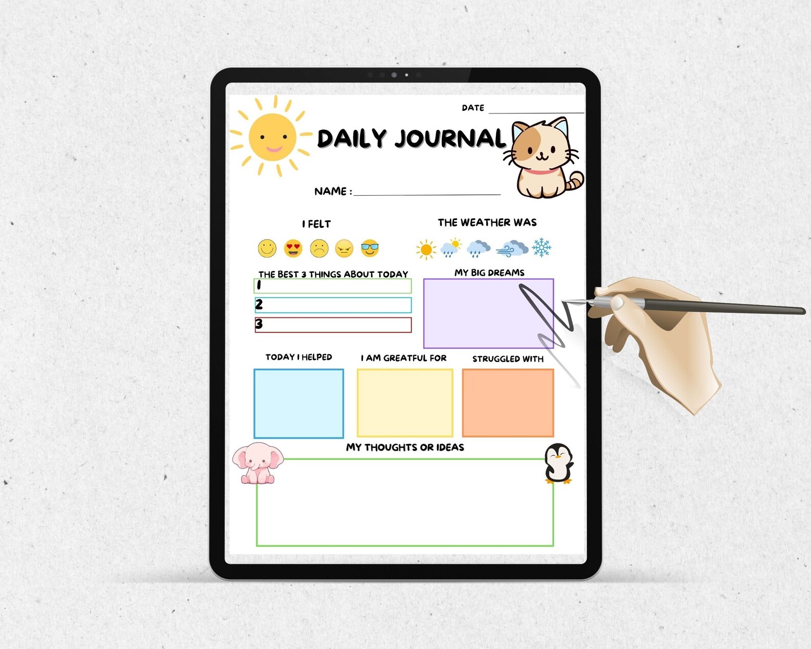 Kids Daily Journal Printable Journal for Kids Diary for Children Kids Activity Drawing Page ...