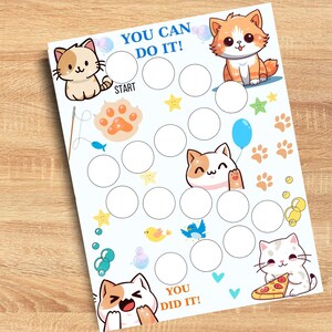 Printable Cat Reward Chart - Kids Reward Chart - Behavior Chart - Potty ...