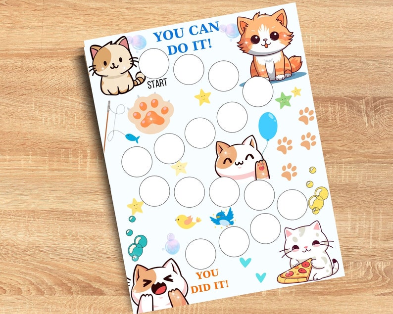 Cat Reward Chart for Kids – Printable Behavior & Potty Training Tracker ...
