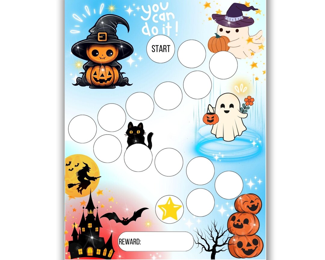 Halloween Reward Chart for Kids - Toddler Reward Chart - Potty Training ...